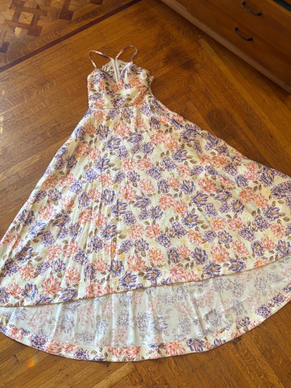 Speechless Women's Cream and Purple Dress